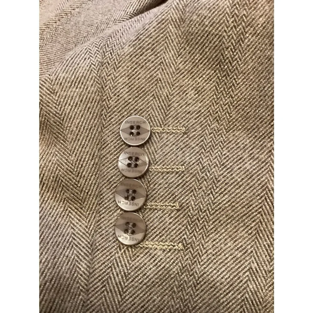 NWT Inserch Blazer Brown Soft Tweed Flannel Herringbone Paisley Lining Size 2XL